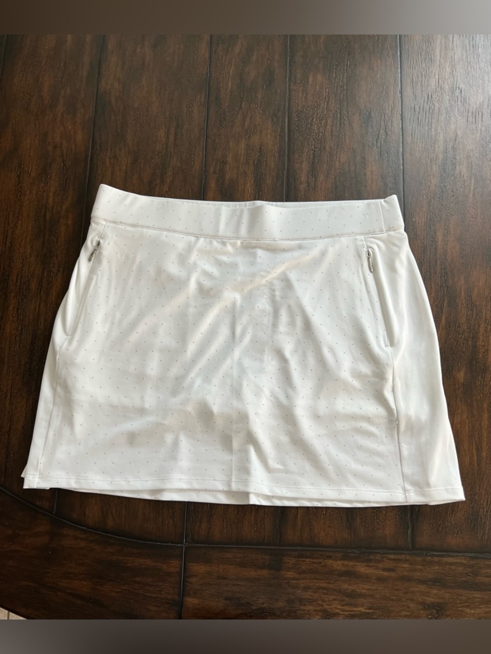 Dunning Golf Women's Large White Polka Dot Athletic Skort Skirt with Pockets